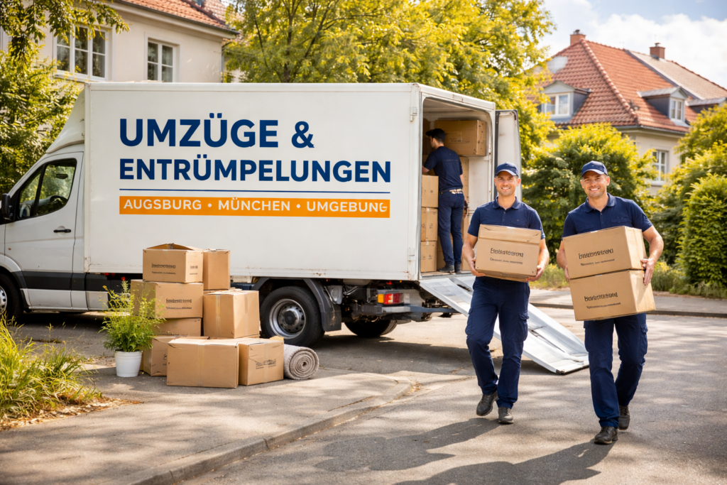 umzugsunternehmen bei der arbeit in augsburg